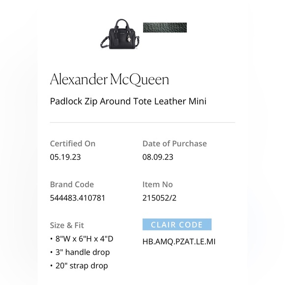 Alexander McQueen Padlock Zip Around Tote Leather Mini - Picture 10 of 10